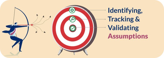 Identifying tracking and validating assumptions in sales.