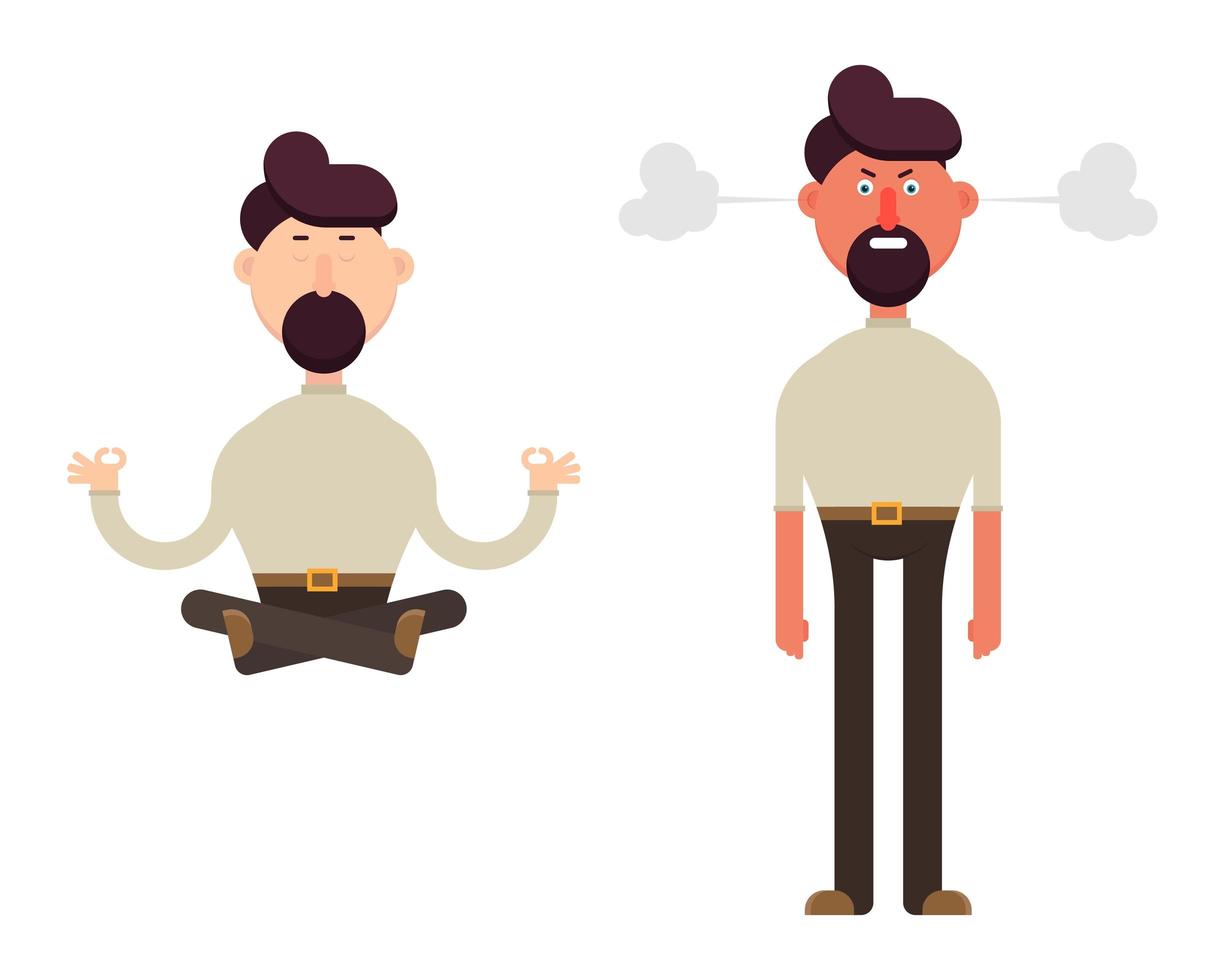 Calm and angry man characters 1266900 Vector Art at Vecteezy