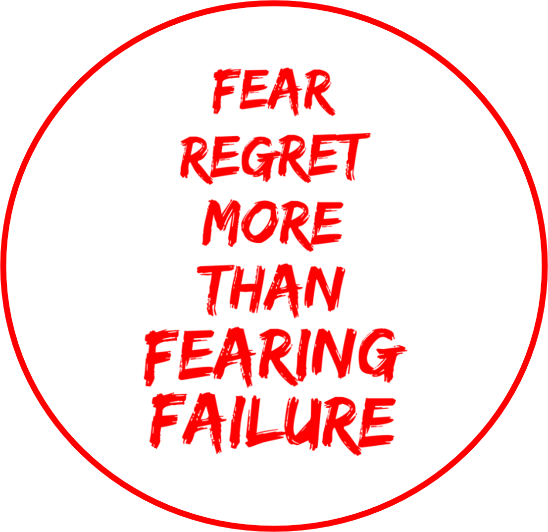 fear regret more than fearing failure quote in red for leaders fears blog post