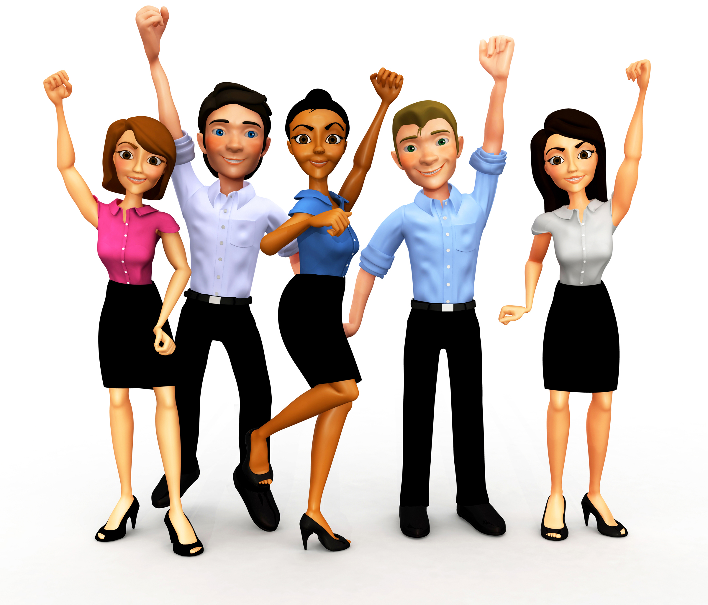 clipart salespeople smiling fist pumps for secret to happiness in sales process