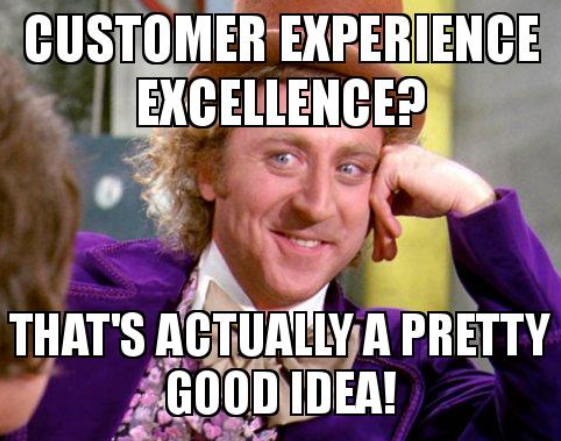 Meme about providing an excellent customer experience. 